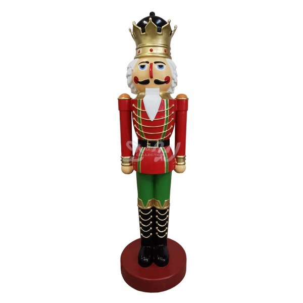 D&W Collection Deko Werbe Figur Nussknacker Spielzeugsoldat König rote Jacke grüne Hose Uniform lebensgroß Weihnachten Advent Weihnachts Dekoration Garten Werbung günstig online kaufen