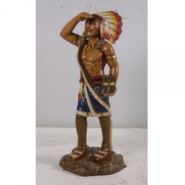 D&W Collection Deko Werbe Figur Indianer Tobacco Tabak Zigarren stehend groß 123 cm in die Ferne schauend Native American Kopf Schmuck Western Kino Film Werbung günstig online kaufen