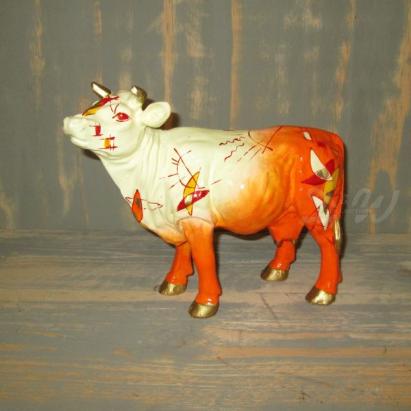D&W Collection Deko Werbe Tier Figur Kuh mini Kopf nach oben mit Kunstbemalung Abstrakt Kunst Cow Bauernhof Zoo Tierpark Garten Dekoration Werbung Skulptur Aufsteller günstig kaufen
