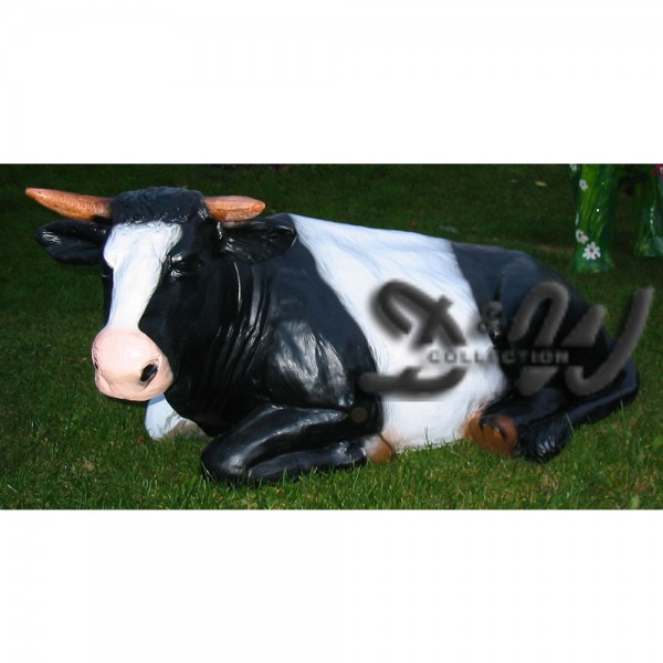 D&W Collection Deko Werbe Tier Figur Kuh Josefa liegend schwarz weiß gefleckt Fleckung groß Cow Bauernhof Zoo Tierpark Garten Dekoration Werbung günstig online kaufen