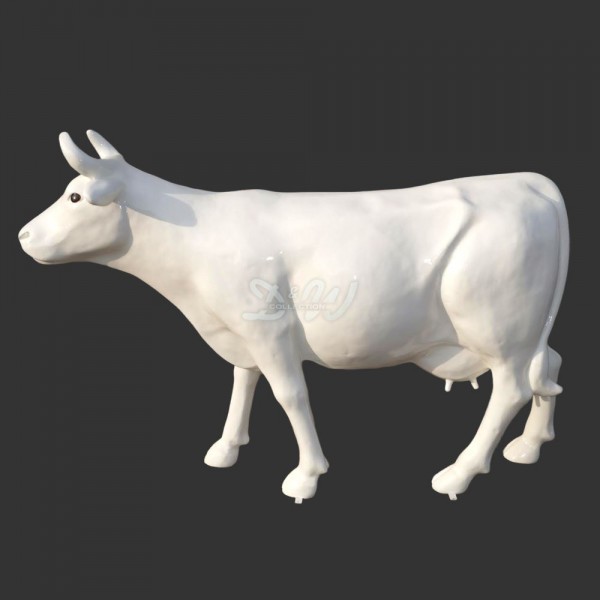 D&W Collection Deko Werbe Tier Figur Schweizer Kuh Kopf gerade weiß white Lack lackiert glatte Oberfläche lebensgroß Cow Bauernhof Zoo Tierpark Dekoration Werbung Skulptur Aufsteller günstig online kaufen