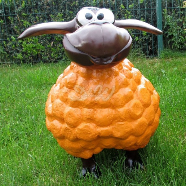 D&W Collection Deko Werbe Figur ORIGINAL Wölkchen Schaf orange mit Kopf braun groß 58 cm Sheep Dekoration Werbung Garten Haus Tiere Bauernhof Skulptur Aufsteller günstig online kaufen