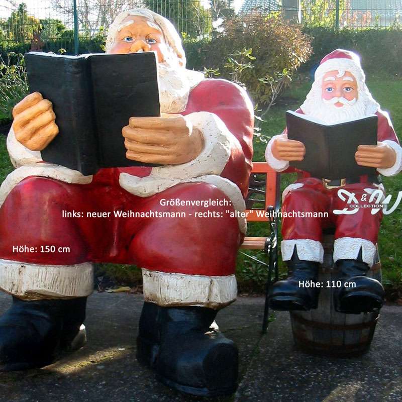 Weihnachtsmann sitzend mit Buch (überlebensgroß) | Weihnachtsmann Figuren | Weihnachtsfiguren | Produkte