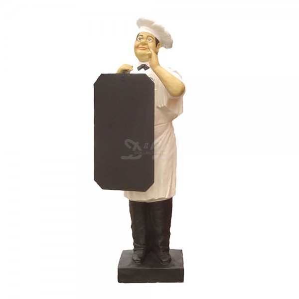 D&W Collection Gastro Deko Werbe Figur Gastronomie Koch mit Werbetafel Dekoration Werbung günstig kaufen