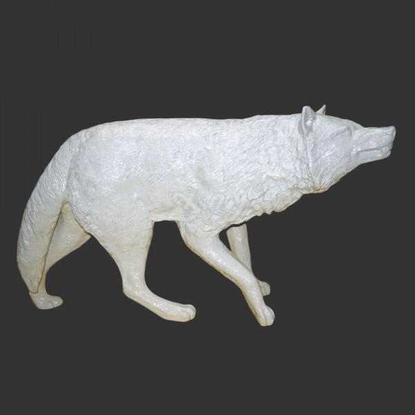 D&W Collection Deko Werbe Wald Wild Raub Tier Figur Wolf weiß Lack stehend in Angriffshaltung lebensgroß 130 cm Garten Dekoration Werbung günstig online kaufen