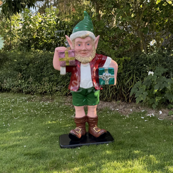 D&W Collection Deko Werbe Figur Weihnachtself Elf Wichtel mit Geschenken Geschenkbox 92 cm Weihnachten Winter Advent Xmas Christmas Weihnachts Dekoration Garten Werbung Skulptur Aufsteller günstig online kaufen