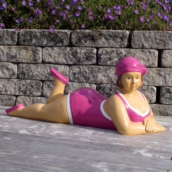 Badende Schwimmerin "Anni" liegend Badeanzug in Pink