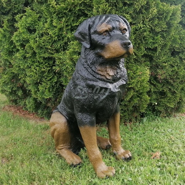 D&W Collection Deko Werbe Figur Hund Rottweiler sitzend schwarz Dog Garten Dekoration Werbung Kunst günstig kaufen