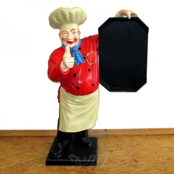 Koch mit Tafel 75 cm (klein) Jacke rot - Schürze weiß
