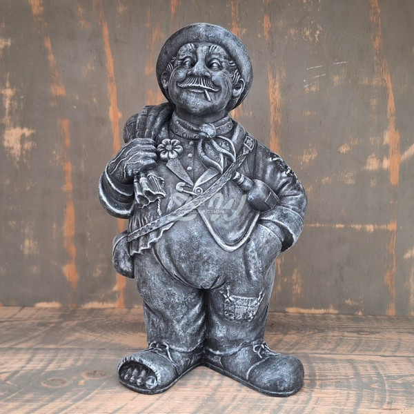 D&W Collection Deko Werbe Figur Bettler Wanderer Tramp Mann Lump silber Patina Garten Dekoration Werbung günstig online kaufen