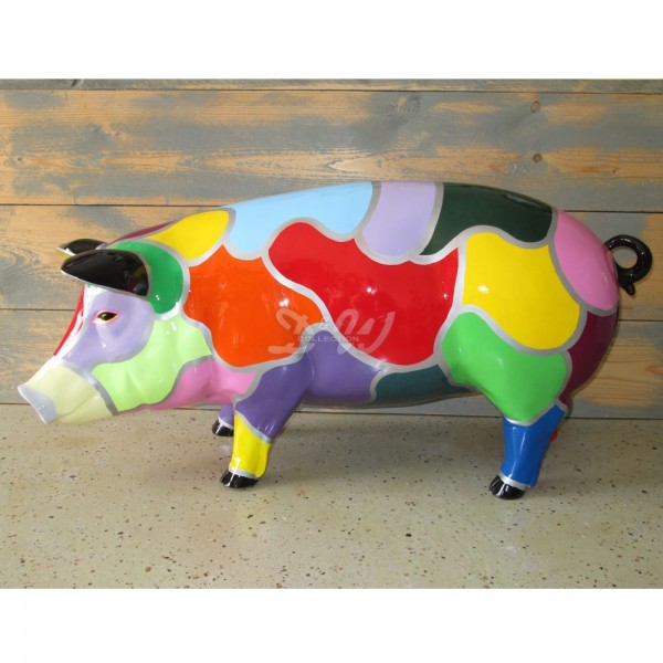 D&W Collection Deko Werbe Tier Figur Schwein Ferkel Dekoration Figuren Werbefiguren Werbung Optik Garten Tiere Schweine Eber Bache Schweinchen 94 cm Nutztiere bemalt Kunstbemalung Geschenke Mosaik bunt Art Kunst Glücksschwein Glücksbringer günstig online 