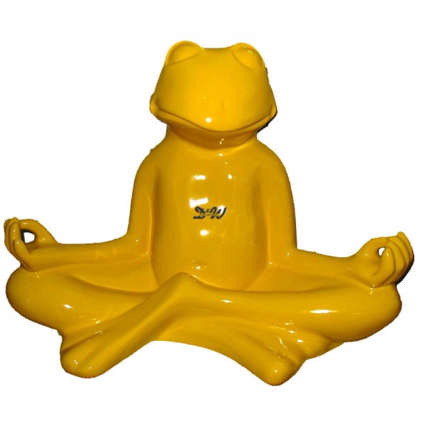 D&W Collection Deko Werbe Tier Figur Yoga Frosch einfarbig lackiert gelb Lack Meditation Feng Shui Garten Dekoration günstig kaufen
