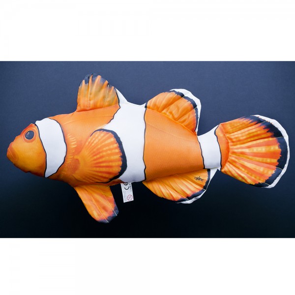 D&W Collection Deko Werbe Figur Fischkissen Clownfisch Nemo Kuschelkissen Geschenk Angler Kinder Angel Sport