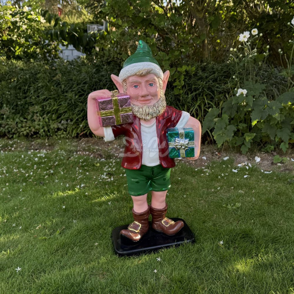 D&W Collection Deko Werbe Figur Weihnachtself Elf Wichtel mit Geschenken Geschenkbox 60 cm Weihnachten Winter Advent Xmas Christmas Weihnachts Dekoration Garten Werbung Skulptur Aufsteller günstig online kaufen