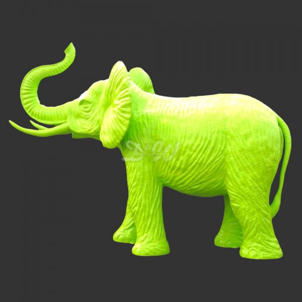 D&W Collection Deko Werbe Tier Figur Elefant stehend lebensgroß Rüssel oben mit Stoßzähnen limette grün Lack lackiert Afrika Asien Dekoration Garten Werbung günstig online kaufen