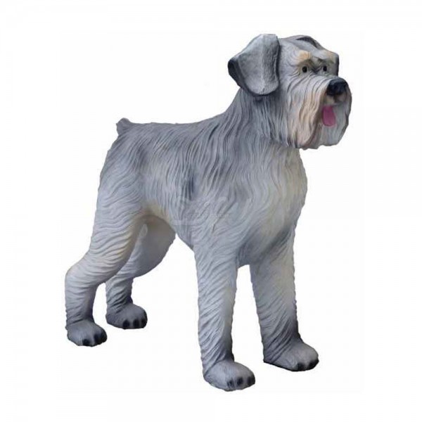 D&W Collection Deko Werbe Figur Hund Schnauzer Riesenschnauzer grau stehend Dog Garten Dekoration Werbung Kunst günstig kaufen