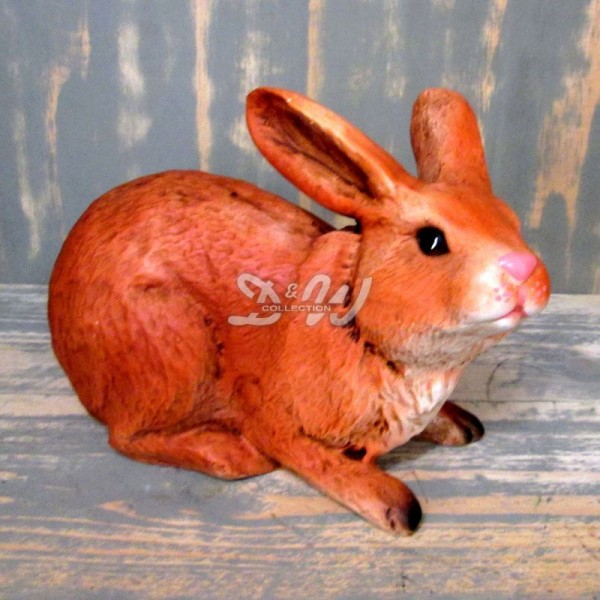 D&W Collection Deko Werbe Wald Wild Tier Figur Hase hockend lebensgroß natürlich bemalt Rabbit Oster Hase Garten Dekoration Werbung Tier Park Zoo Skulptur günstig online kaufen