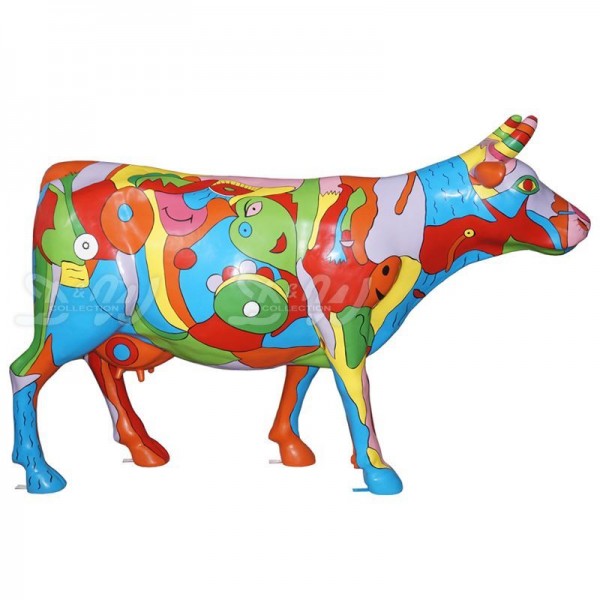 D&W Collection Deko Werbe Tier Figur Schweizer Kuh stehend Urban buntes Leben Gesichter Augen Art Kunst Lack lebensgroß Cow Bauernhof Zoo Tierpark Dekoration Werbung Skulptur Aufsteller günstig online kaufen