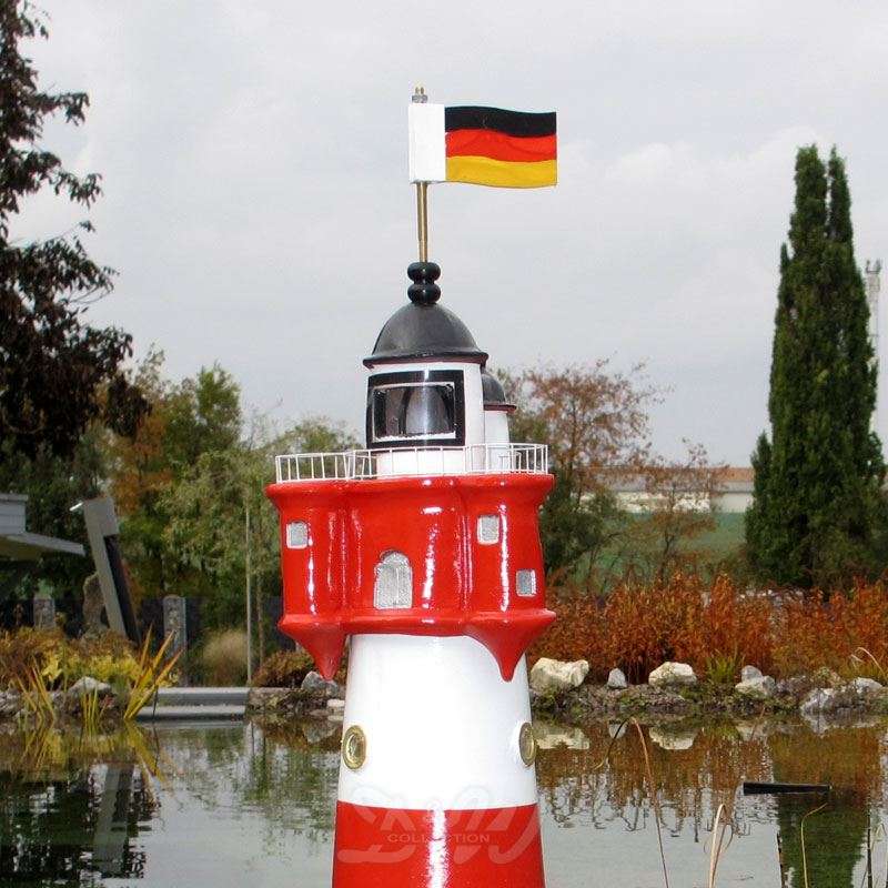 Leuchtturm Roter Sand Nordsee 1,40 M Hoch – Mit Elektrischem Leuchtfeuer, Aus Naturkautschuk & Polyresin