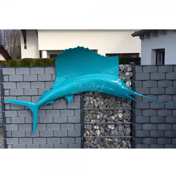 D&W Collection Deko Werbe Tier Figur Schwertfisch Segelfisch türkis Lack Meer maritim Werbung Garten Dekoration günstig kaufen