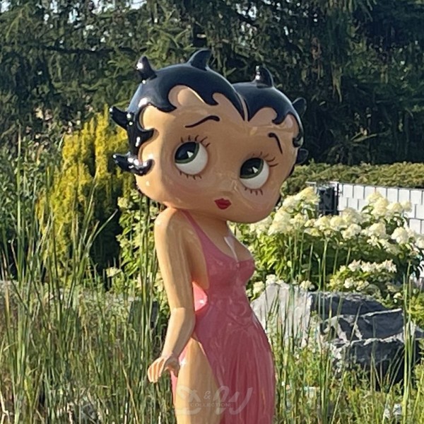 Aufnäher Betty Boop Im Rosa Kleid – 6,4 X 11,4 Cm, Stickerei, Zum Aufbügeln Oder Aufnähen