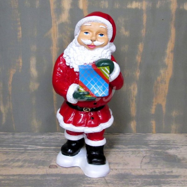 Weihnachtsmann / Nikolaus stehend mit Geschenk 35 cm