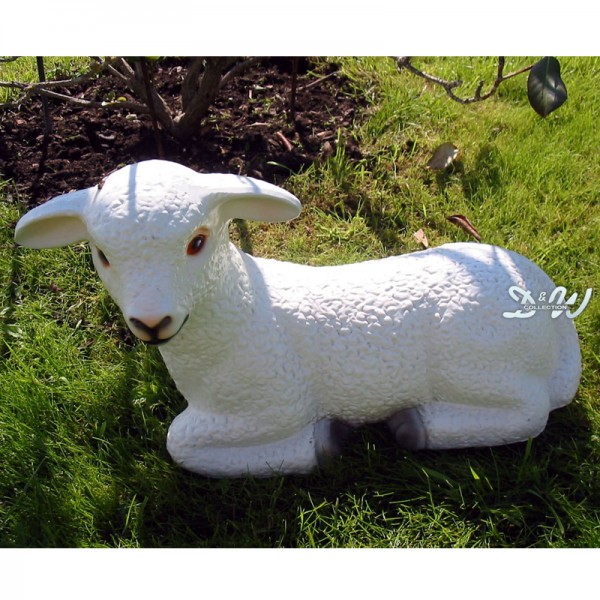 D&W Collection Deko Werbe Tier Figur Schaf weiß strukturiert liegend 45 cm Sheep Bauernhof Zoo Tierpark Streichelzoo Garten Dekoration Werbung günstig online kaufen