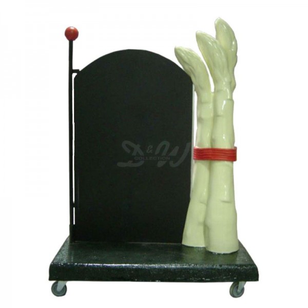 Spargel weiß (3 Stangen) 125 cm mit Tafel und Rollständer