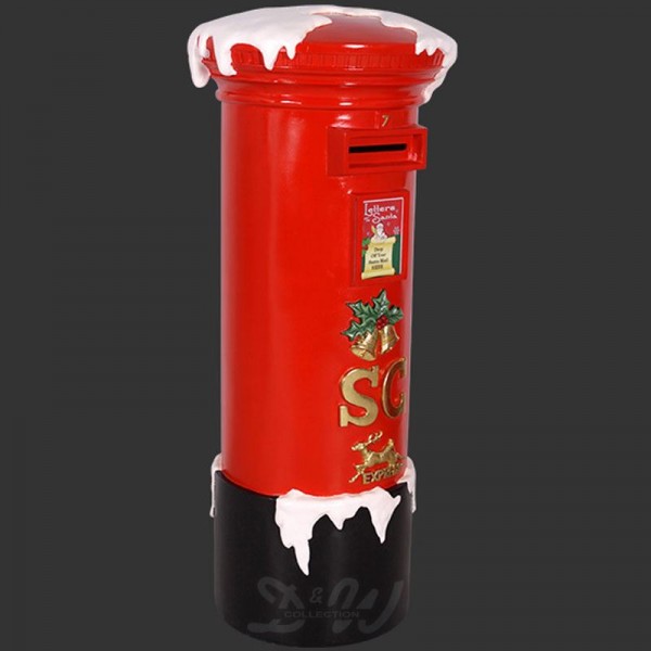 D&W Collection Deko Werbe Figur Weihnachten Weihnachtsmann Mailbox Briefkasten rot schwarz mit Schnee 142 cm Advent Dekoration Garten Werbung günstig kaufen