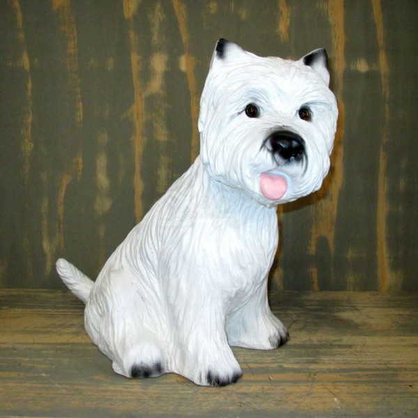D&W Collection Deko Werbe Figur Hund Westie West Highland Terrier White Terrier sitzend Dog Garten Dekoration Werbung Kunst günstig kaufen