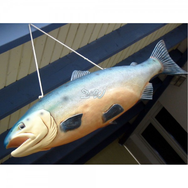 D&W Collection Deko Werbe Tier Figur Lachs Hanging Salmon Fisch Fish lebensgroß zum Aufhängen Speisefisch Angeln Meer maritim Zoo Aquarium Tierpark Dekoration Werbung Skulptur Aufsteller günstig online kaufen