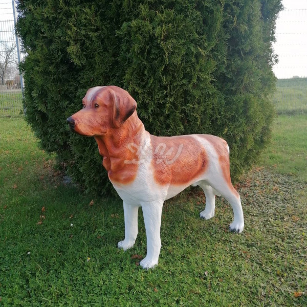 D&W Collection Deko Werbe Figur Hund Golden Retriever Labrador hell braun gefleckt Flecken lebensgroß Dog Garten Dekoration Werbung Kunst günstig kaufen