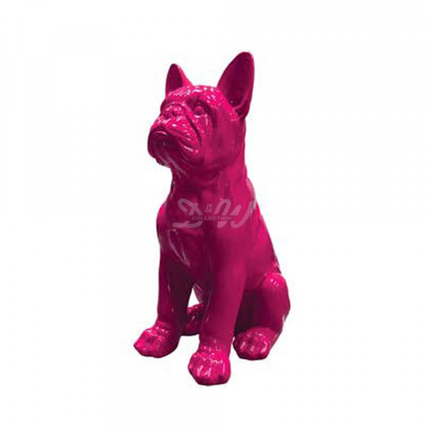 D&W Collection Deko Werbe Figur Hund französische Bulldogge sitzend einfarbig pink Lack uni lackiert Kunst Dog Garten Dekoration Werbung Kunst günstig kaufen