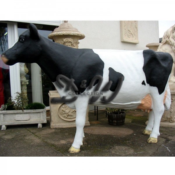 D&W Collection Deko Werbe Tier Figur Kuh Holstein-Friesian Kopf gerade Fleckung schwarz weiß gefleckt Cow Bauernhof Zoo Tierpark Garten Dekoration Werbung günstig online kaufen