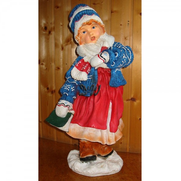 D&W Collection Deko Werbe Figur Kinder Kind Winterkind Mädchen Menschen mit Buch Winter Schnee Schal Mütze Advent Weihnachten Garten Dekoration Hausdekoration Werbung günstig kaufen