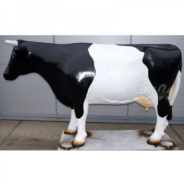 D&W Collection Deko Werbe Tier Figur Kuh Magda Kopf gerade lebensgroß Flecken schwarz weiß gefleckt glatte Oberfläche Cow Bauernhof Zoo Tierpark Garten Dekoration Werbung günstig online kaufen