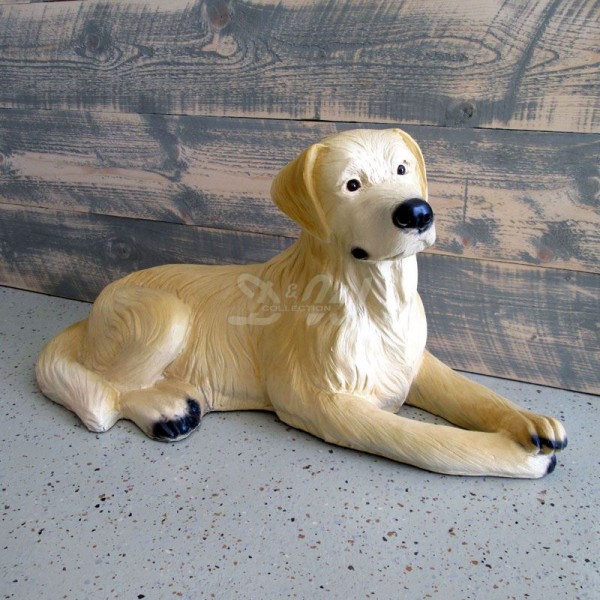 D&W Collection Deko Werbe Figur Hund Golden Retriever Labrador hell liegend lebensgroß Dog Garten Dekoration Werbung Kunst günstig kaufen