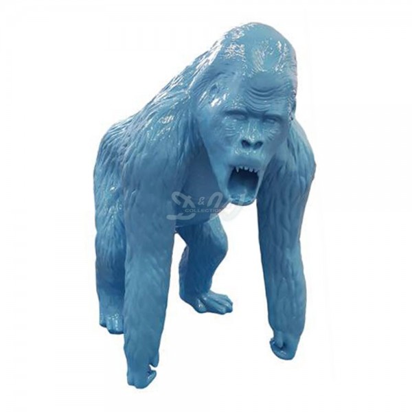 D&W Collection Deko Werbe Figur Gorilla Affe stehend brüllend hell blau Lack einfarbig lackiert stehend Zoo Tierpark Garten Dekoration Werbung günstig online kaufen