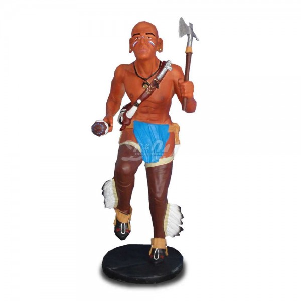D&W Collection Deko Werbe Figur Indianer Häuptling stehend tanzend lebensgroß 184 cm Kriegstanz bunt Native American Kopf Schmuck Western Kino Film Werbung günstig online kaufen