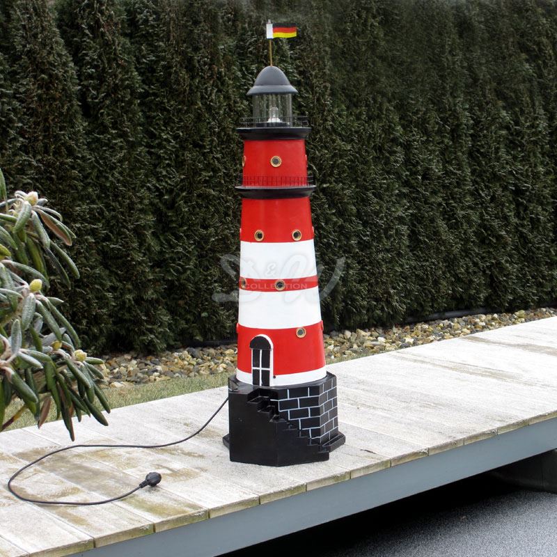 NEU LEUCHTTURM ROTER SAND 75 cm mit DOPPELLICHT Garten Deko MEER maritim Nordsee