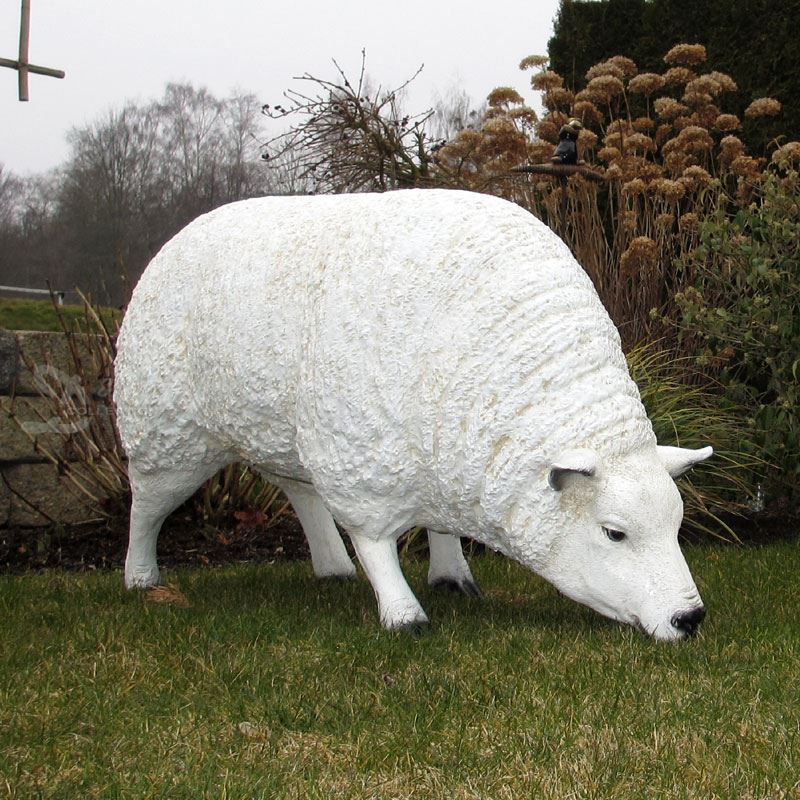 BIGGI MERINO SCHAF 100 cm weiß Patina grasend Deko Garten Tier Figur BAUERNHOF 