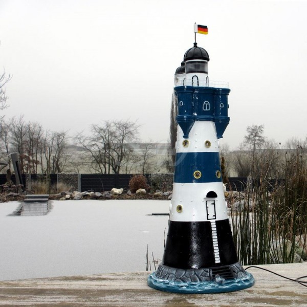 D&W Collection Deko Werbe Figur maritim Leuchtturm Blauer Sand blau weiß mit Doppellicht Lighthouse Dekoration Garten Werbung Skulptur Aufsteller günstig online kaufen