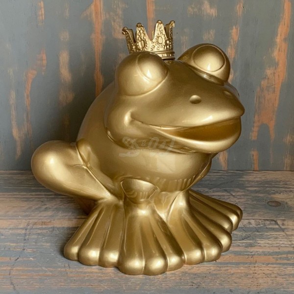 D&W Collection Deko Werbe Figur Frosch XL 30 cm Froschkönig mit Krone gold Lack König Märchen Kunst Art handbemalt bemalt Dekoration Werbung günstig online kaufen