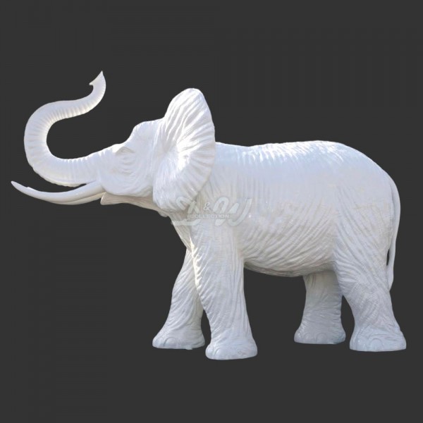 D&W Collection Deko Werbe Tier Figur Elefant stehend lebensgroß Rüssel oben mit Stoßzähnen weiß white lackiert Afrika Asien Dekoration Garten Werbung günstig online kaufen