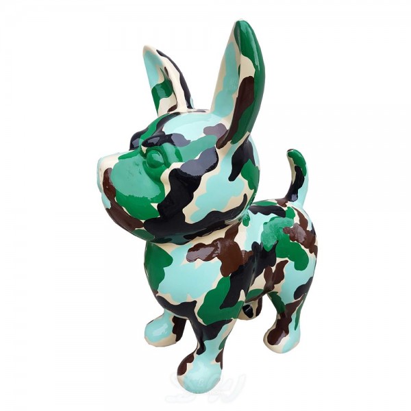D&W Collection Deko Werbe Figur Hund Chihuahua Camouflage Tarnflecken überlebensgroß Dog Garten Dekoration Werbung Kunst günstig kaufen