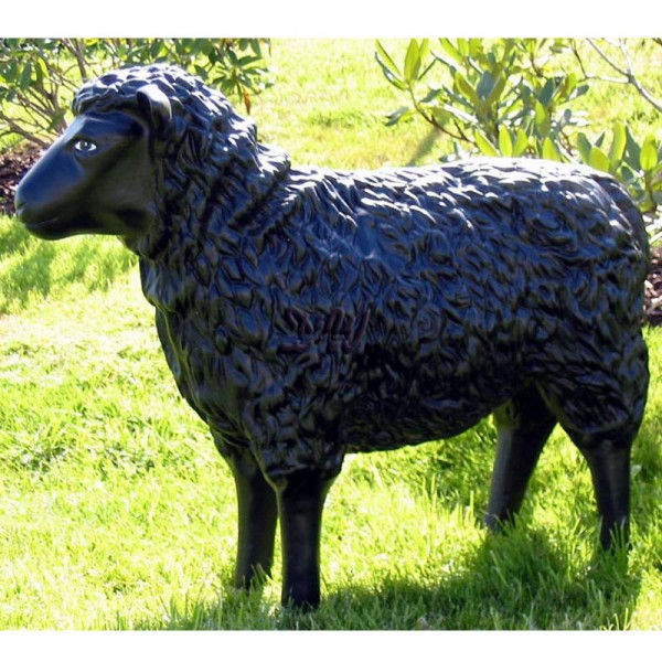 Schaf schwarz strukturiert (groß) Kopf geradeaus mit Augen