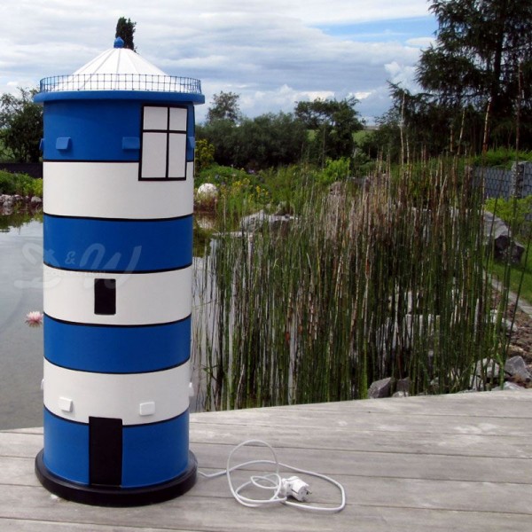 D&W Collection Deko Werbe Figur maritim Leuchtturm Pilsum blau weiß mit Blinklicht Lighthouse Dekoration Garten Werbung Skulptur Aufsteller günstig online kaufen