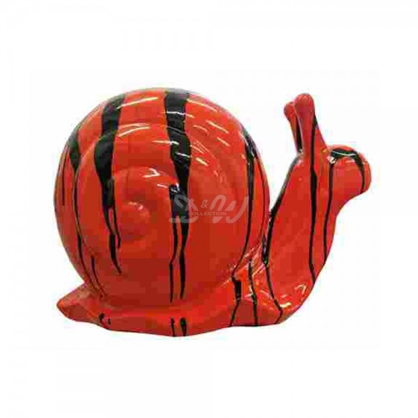 D&W Collection Deko Werbe Tier Figur Schnecke Kunstbemalung rot schwarze Farbläufer Art Kunst Snail Weichtiere Dekoration Garten Werbung günstig kaufen