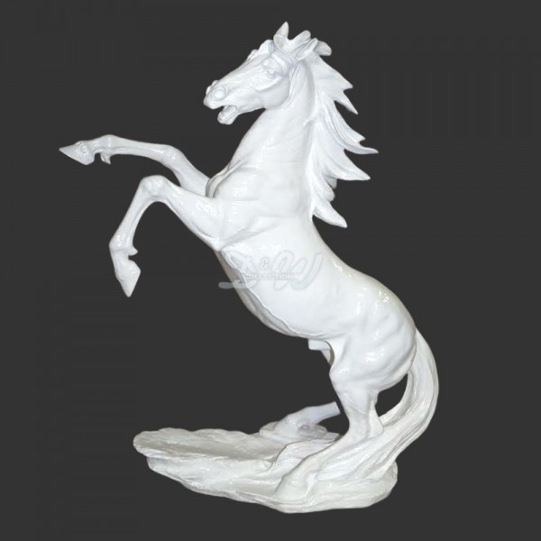 D&W Collection Deko Werbe Tier Figur Pferd steigend weiß Lack einfarbig lackiert 90 cm Horse Dekoration Garten Werbung günstig kaufen