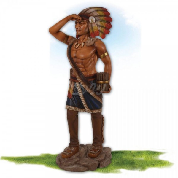 D&W Collection Deko Werbe Figur Indianer Tobacco Tabak Zigarren stehend lebensgroß 185 cm in die Ferne schauend Native American Kopf Schmuck Western Kino Film Werbung günstig online kaufen